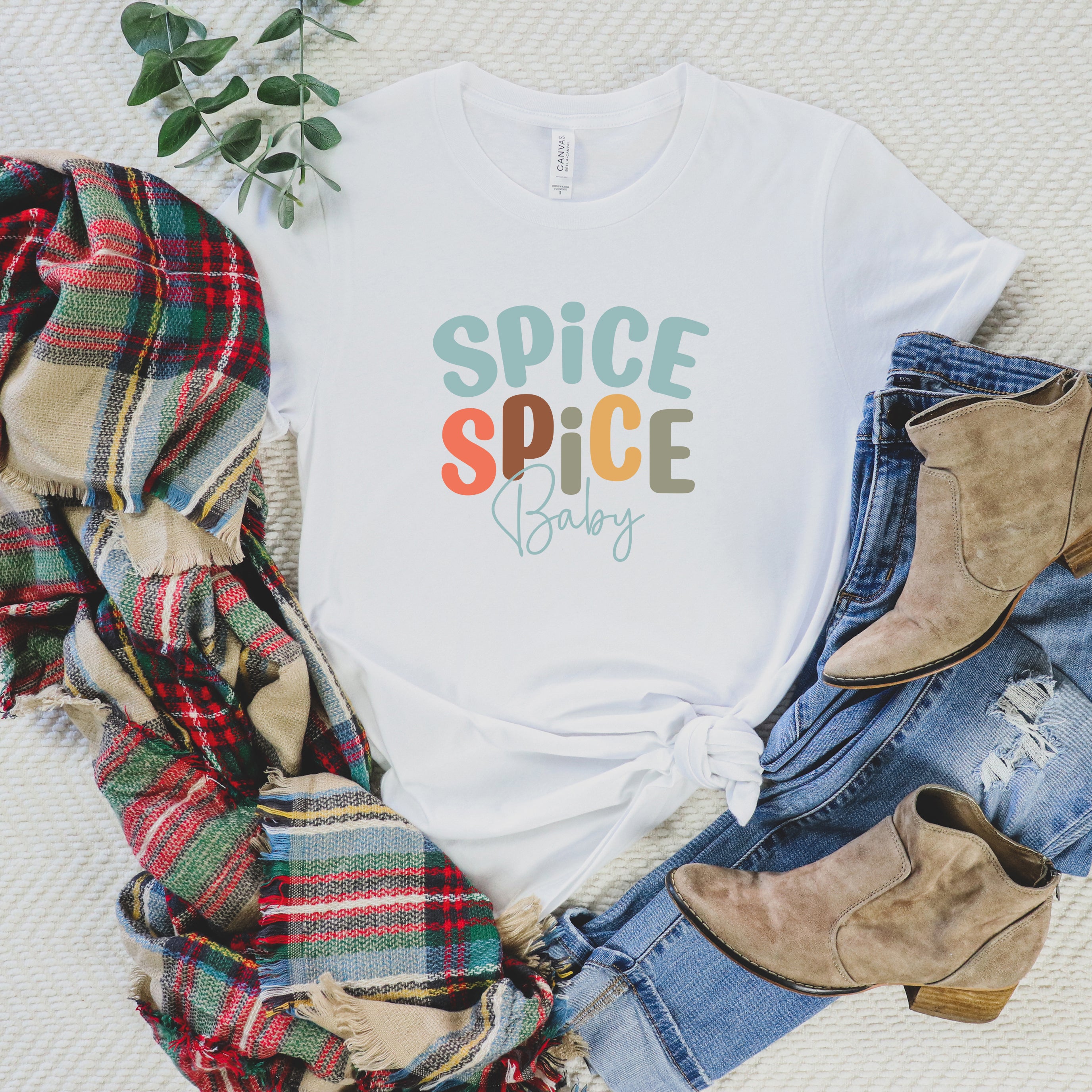 Spice Spice Baby Cursive | Short Sleeve Crew Neck