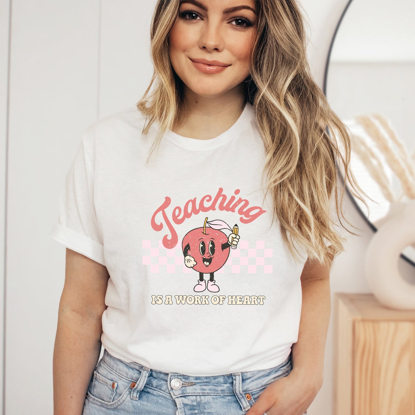 Clearance Retro Teaching is a Work of Heart | Short Sleeve Graphic Tee