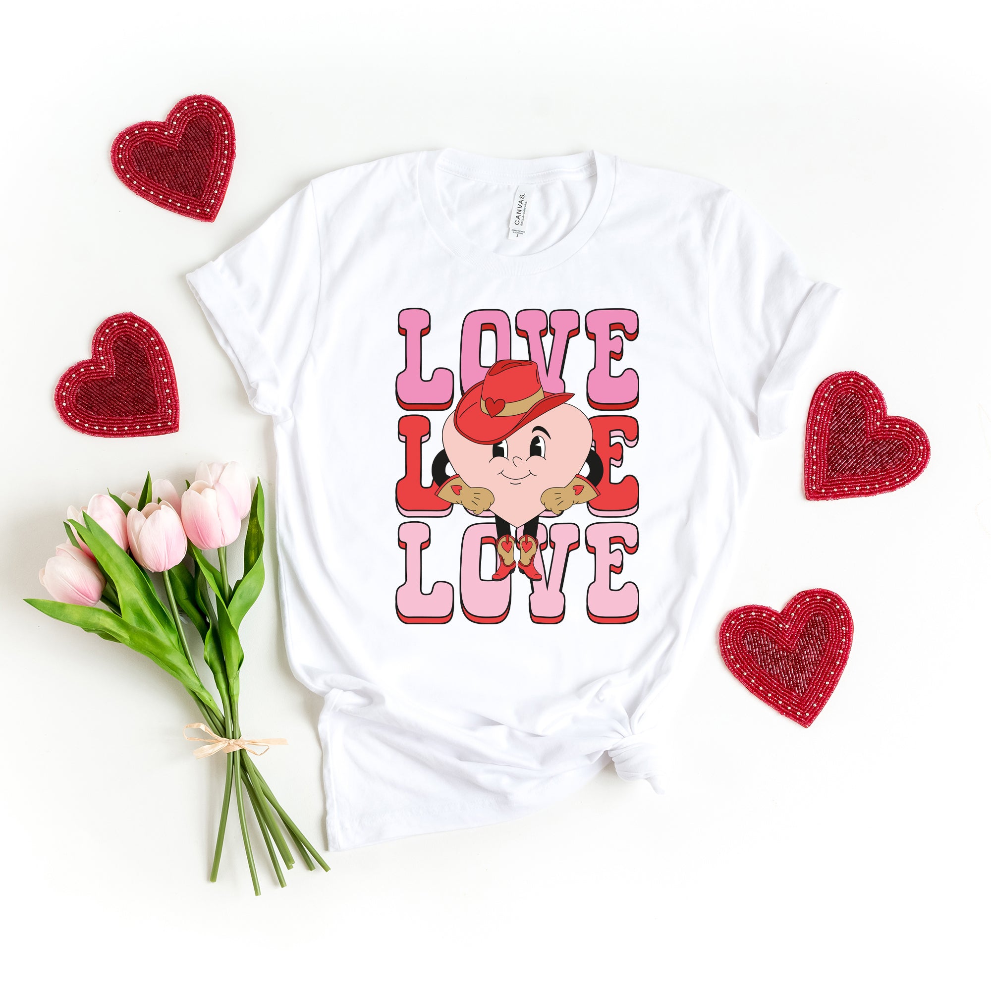 Love Stacked Western Heart | Short Sleeve Crew Neck