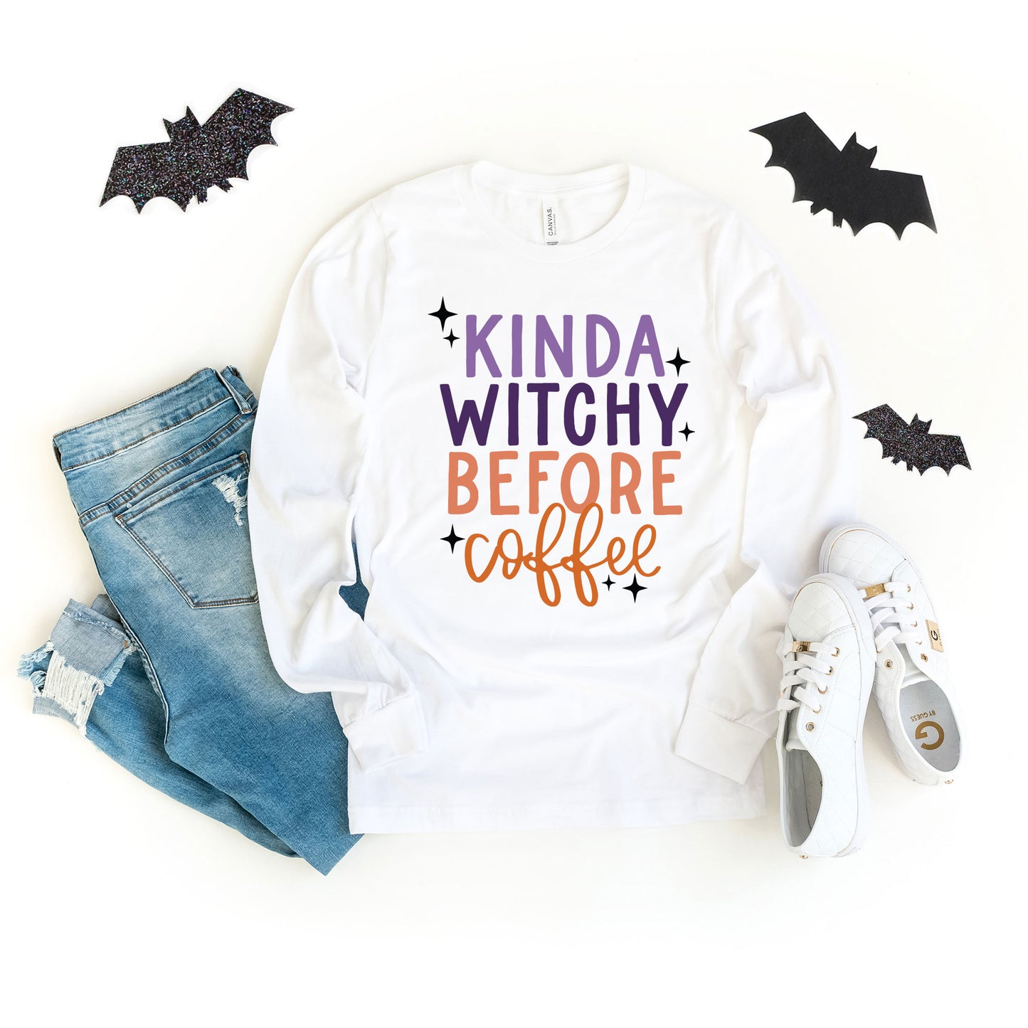 Kinda Witchy Before Coffee |  Long Sleeve Crew Neck