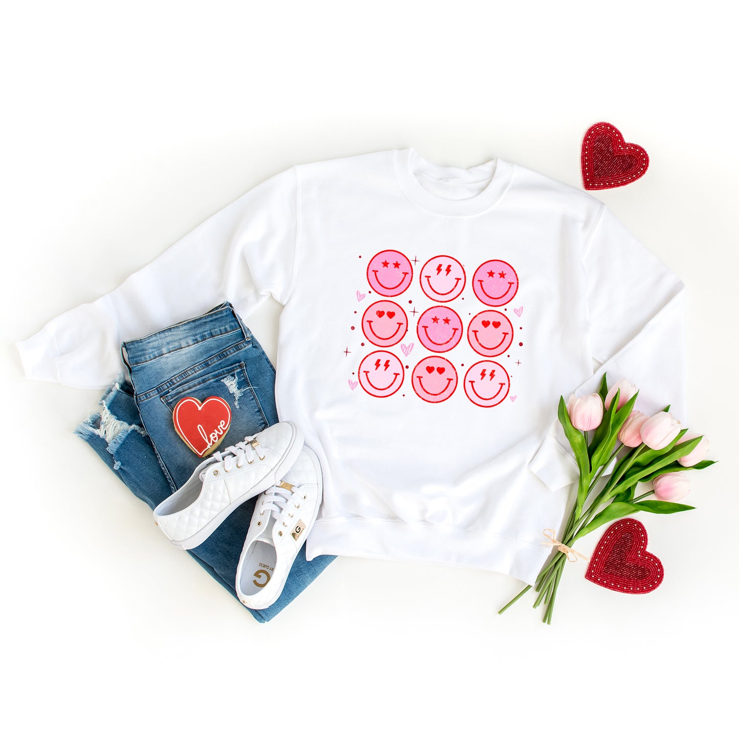 Valentine Smiley Face Chart | Sweatshirt