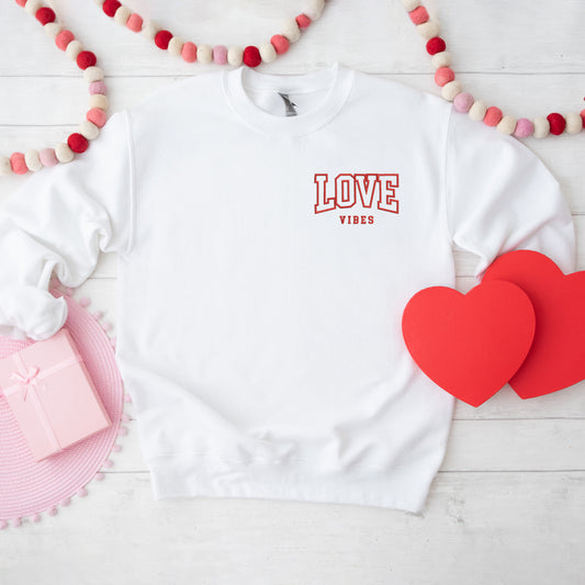 Embroidered Varsity Love Vibes | Sweatshirt