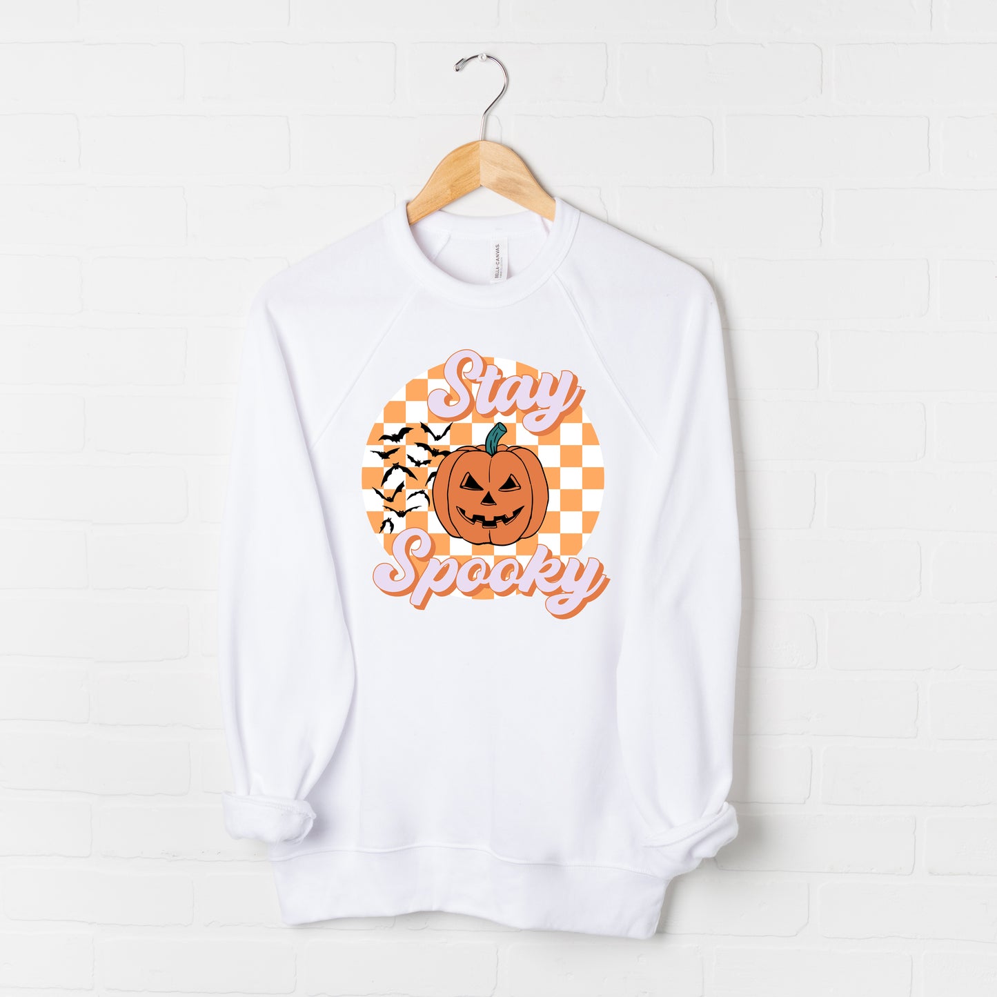 Stay Spooky Bats Checkered | Bella Canvas Sweatshirt