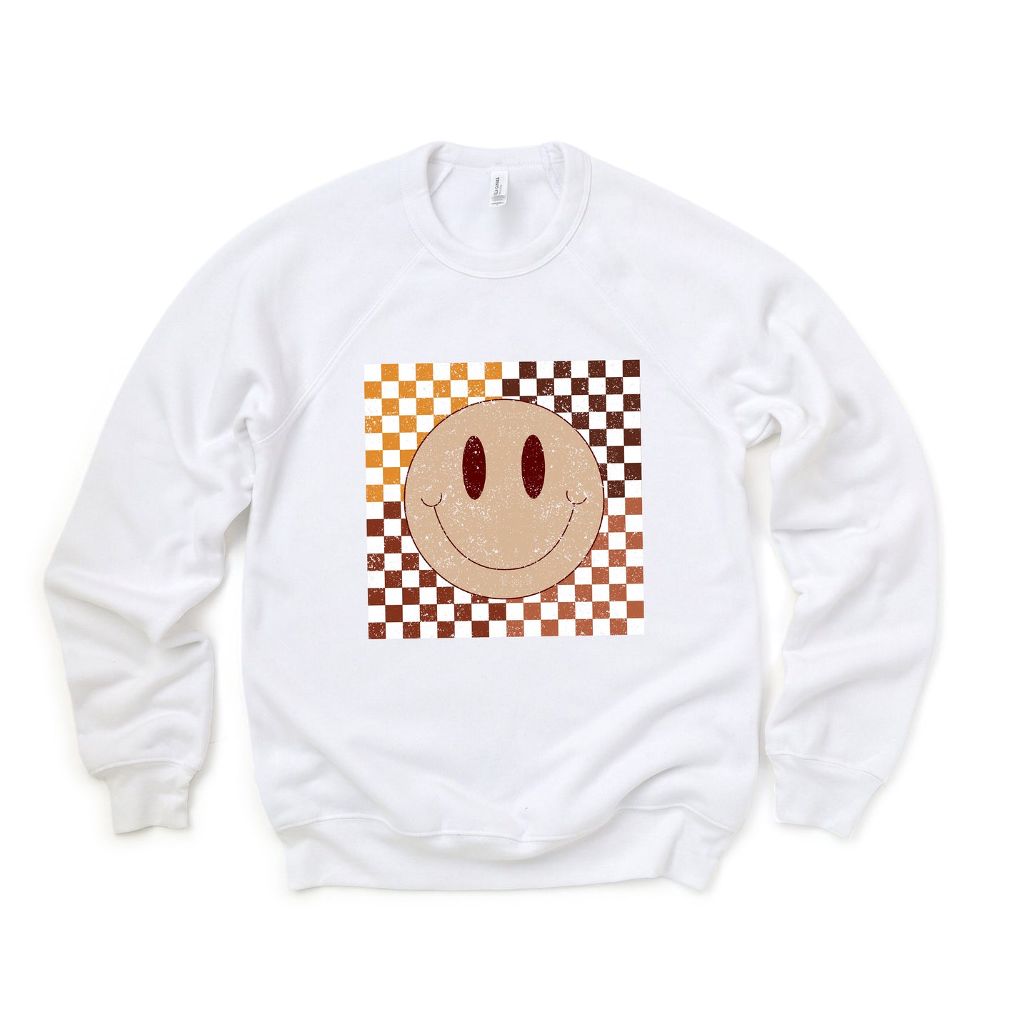 Fall Checkered Smiley | Bella Canvas Sweatshirt