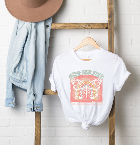 Clearance Wild And Free Butterfly | Short Sleeve Graphic Tee