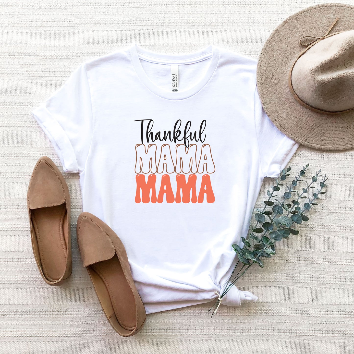 Thankful Mama Stacked | Short Sleeve Crew Neck