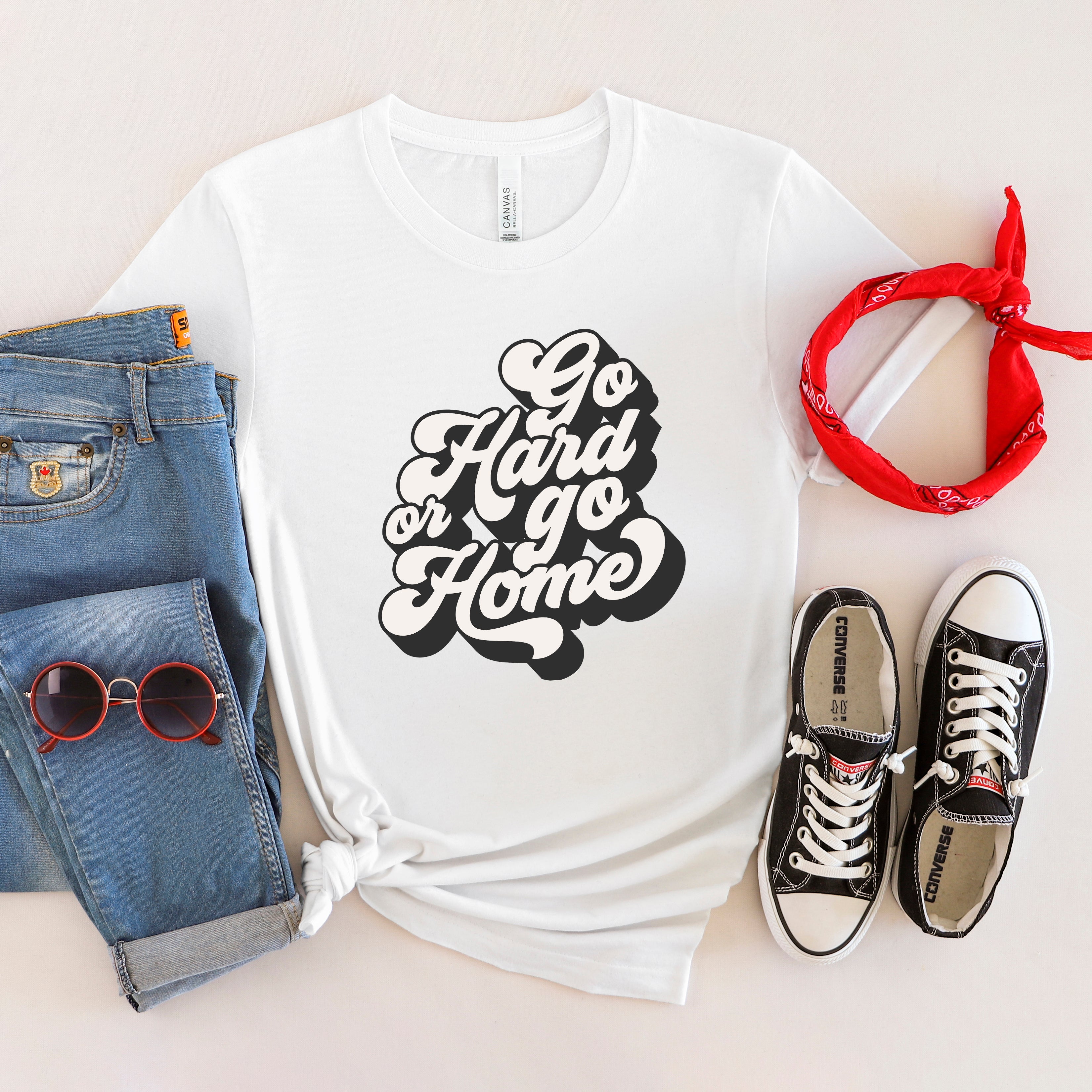 Retro Go Hard Or Go Home | Short Sleeve Graphic Tee