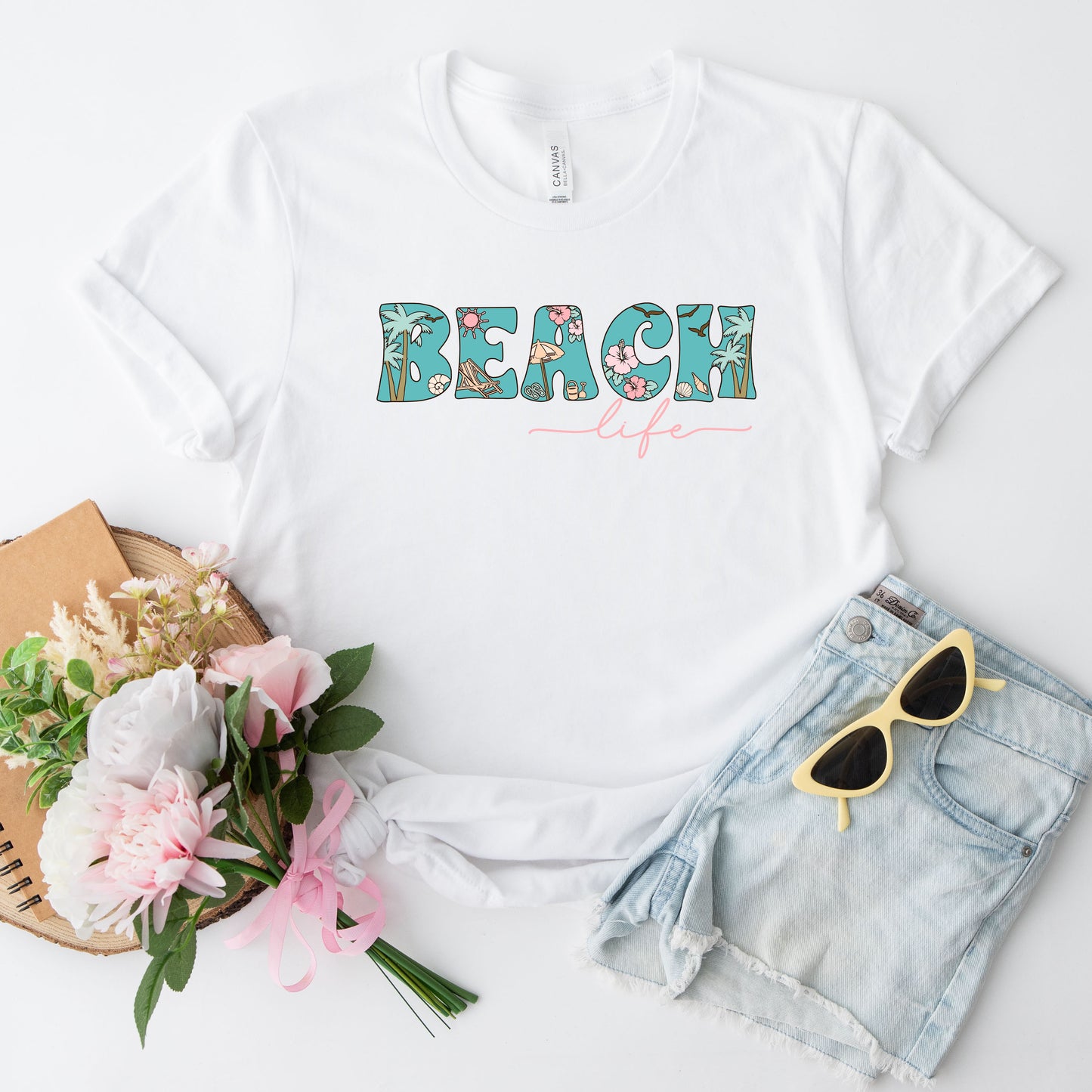 Beach Life Colorful | Short Sleeve Crew Neck
