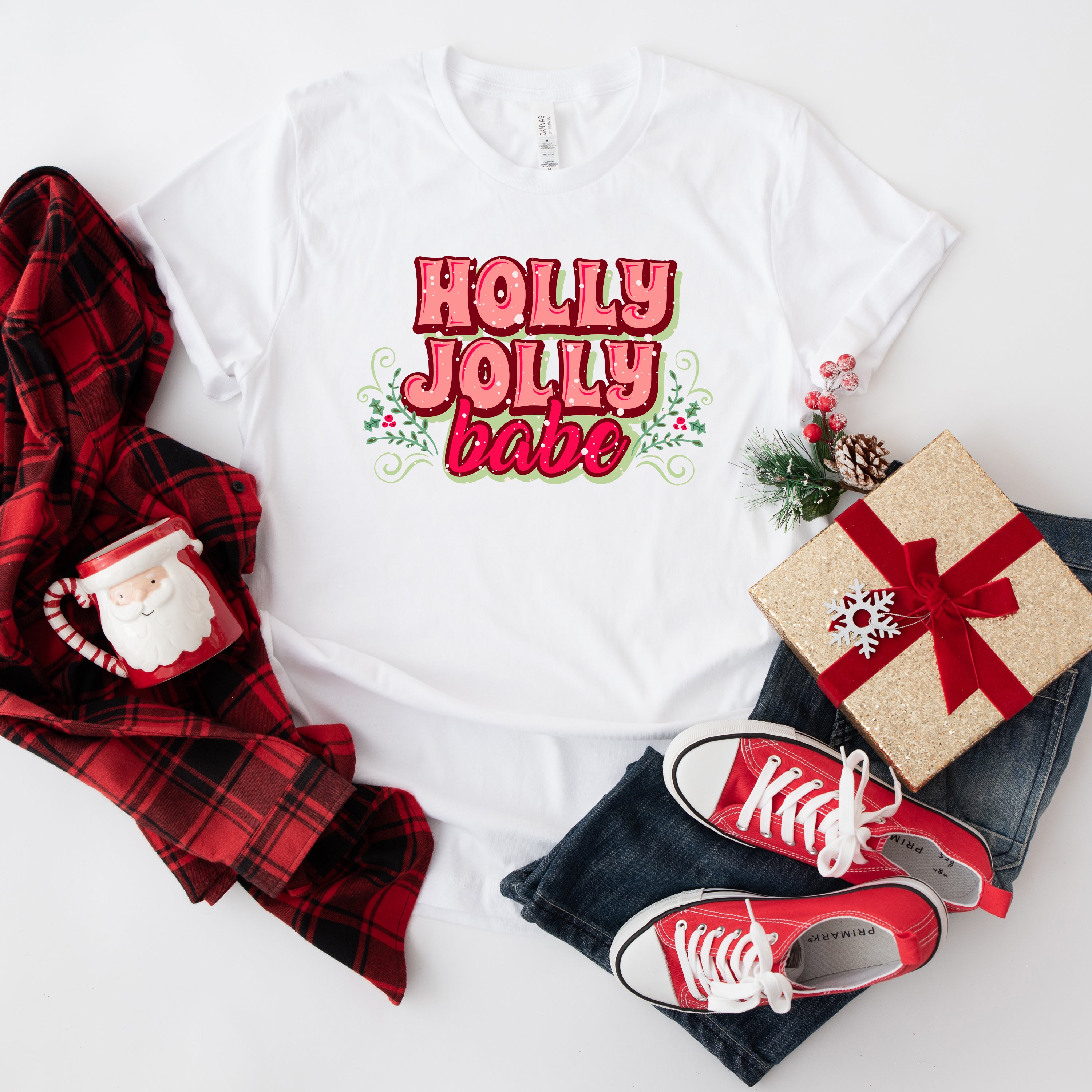 Holly Jolly Babe Stacked | Short Sleeve Crew Neck