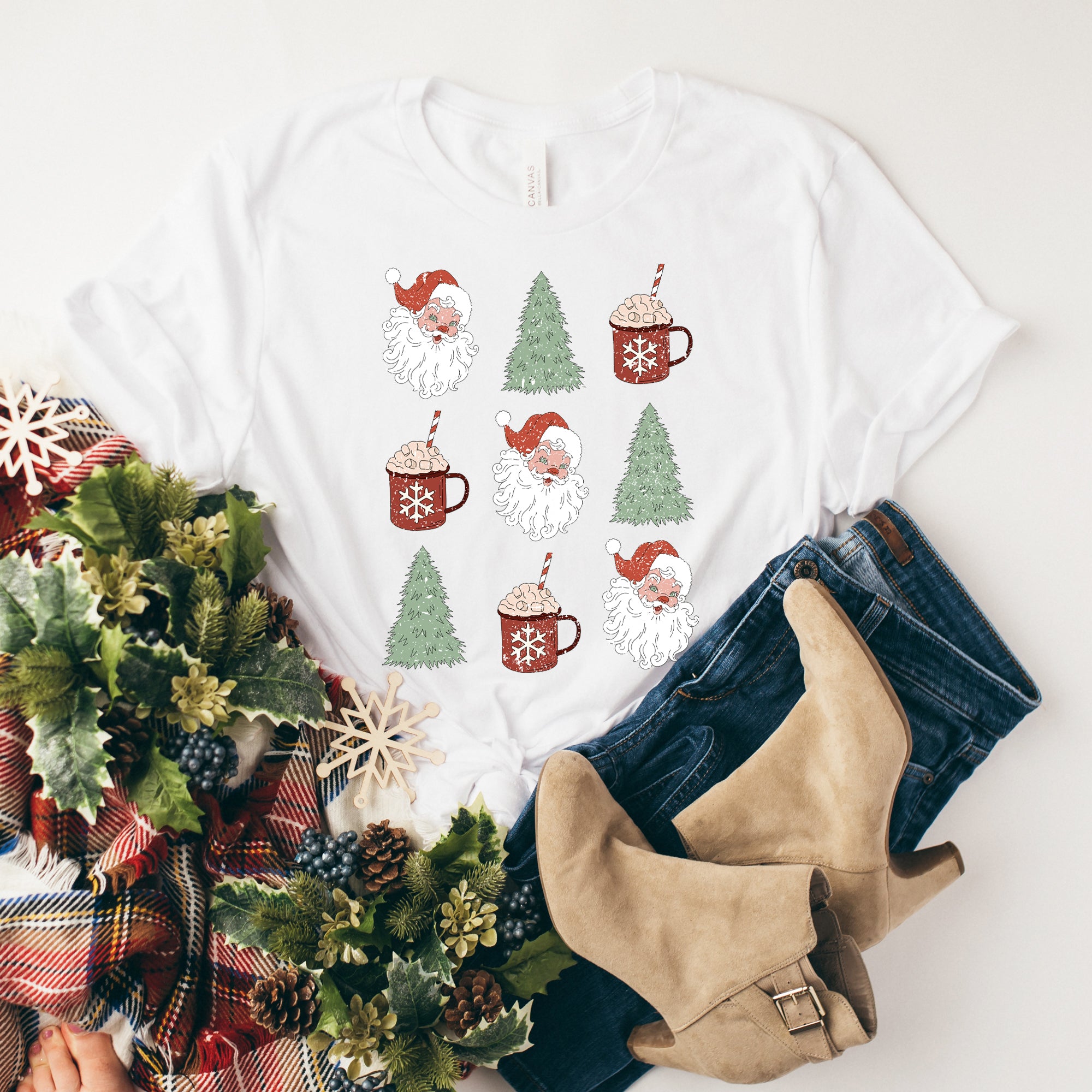 Tree and Mug Collage | Short Sleeve Crew Neck