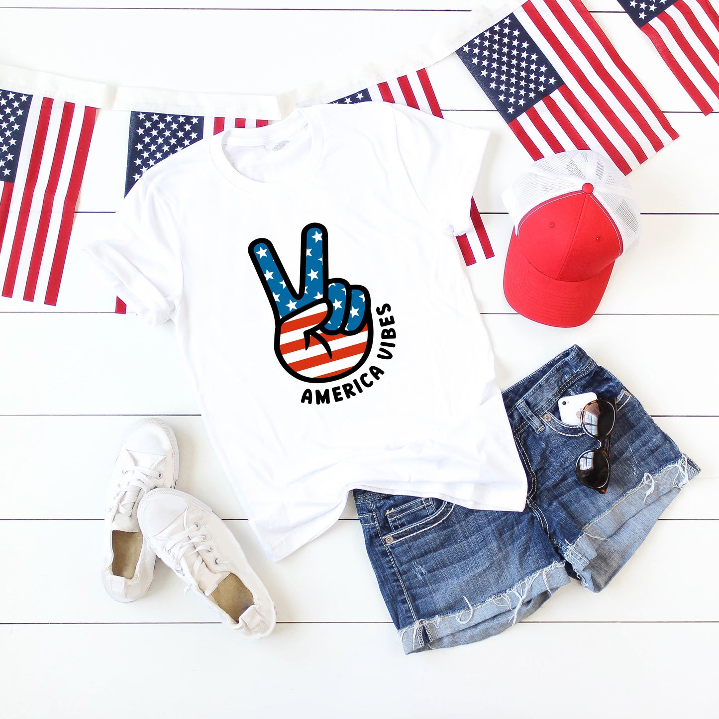 Peace Sign Flag Vibes | Short Sleeve Graphic Tee