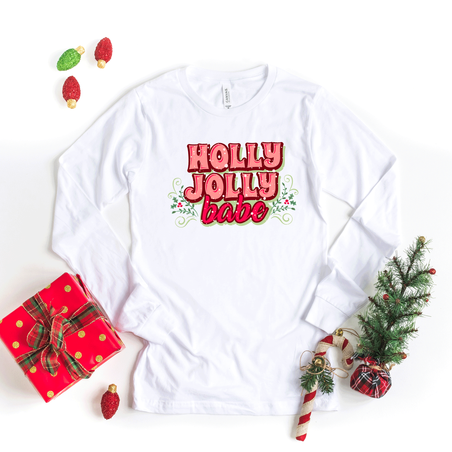 Holly Jolly Babe Stacked | Long Sleeve Crew Neck