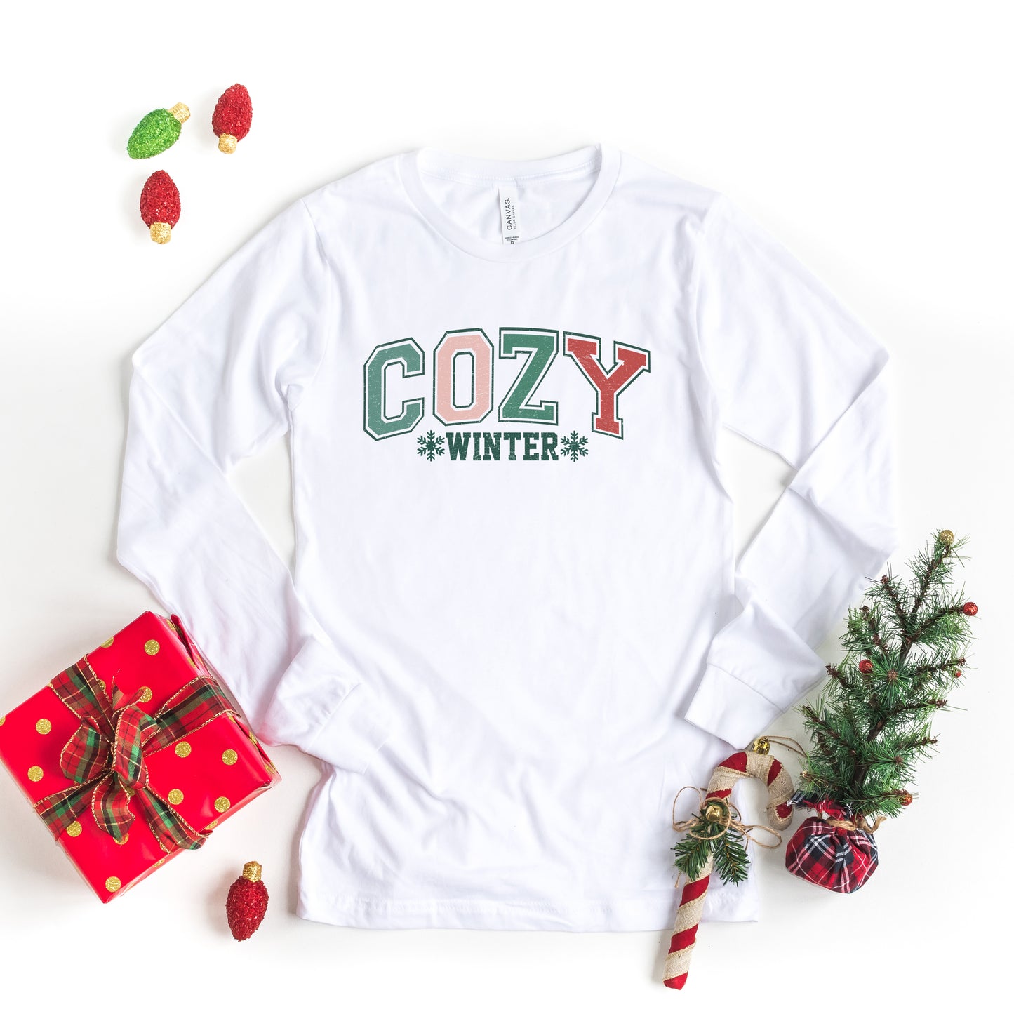 Cozy Winter Varsity | Long Sleeve Crew Neck