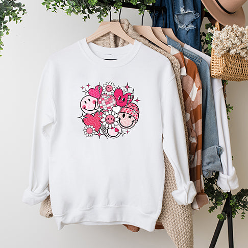 Pink Flower Hearts | Sweatshirt