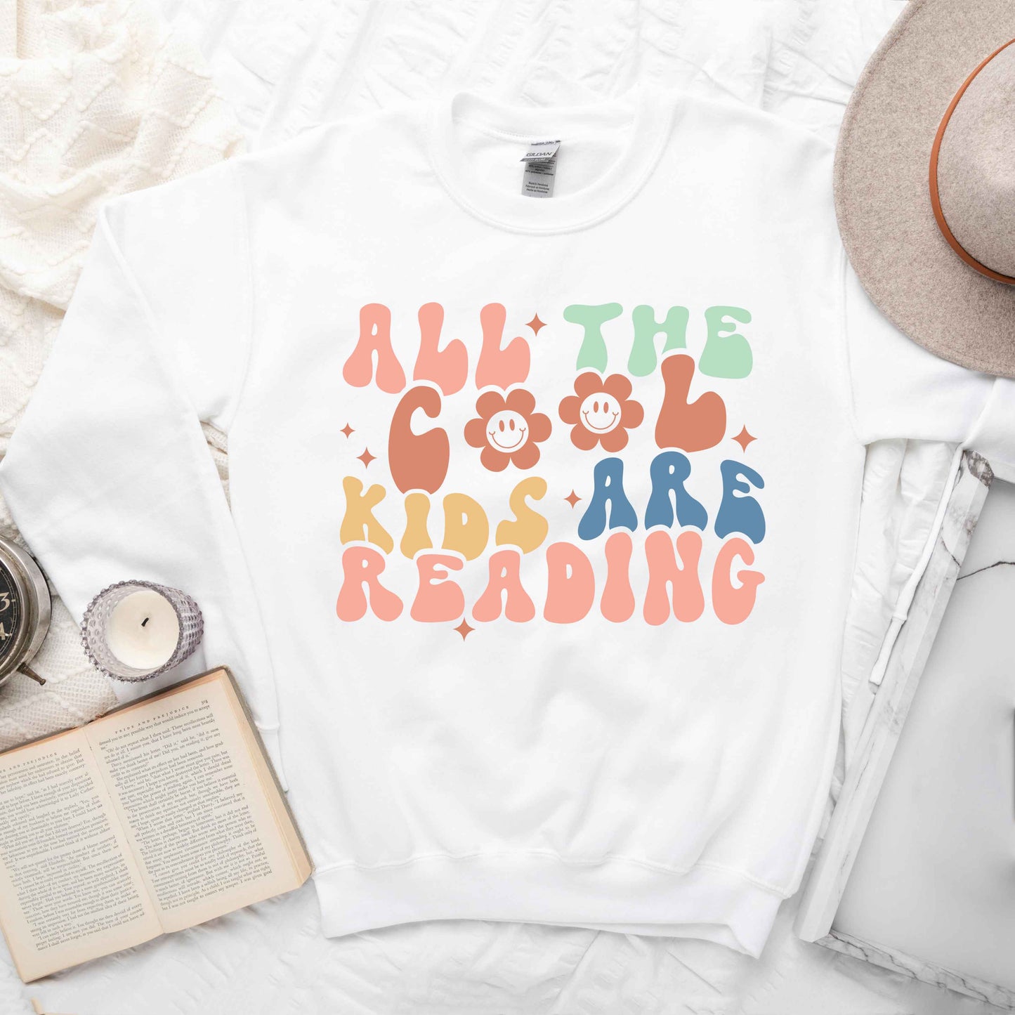Cool Kids Are Reading Colorful | Sweatshirt