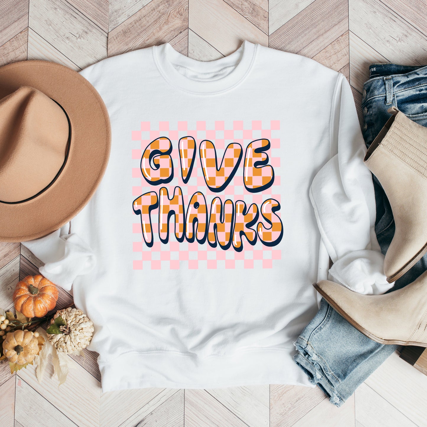 Give Thanks Checkered | Sweatshirt