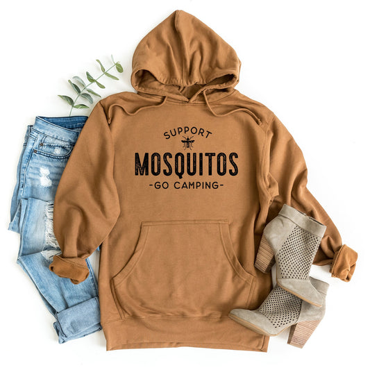 a brown hoodie with the words mosquitoos on it
