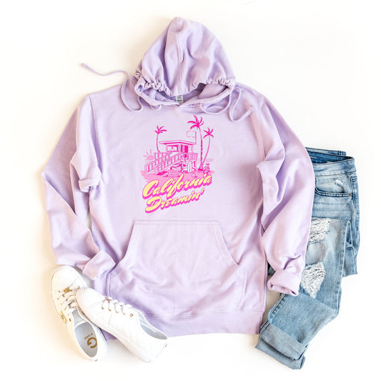 a purple hoodie with the words california on it