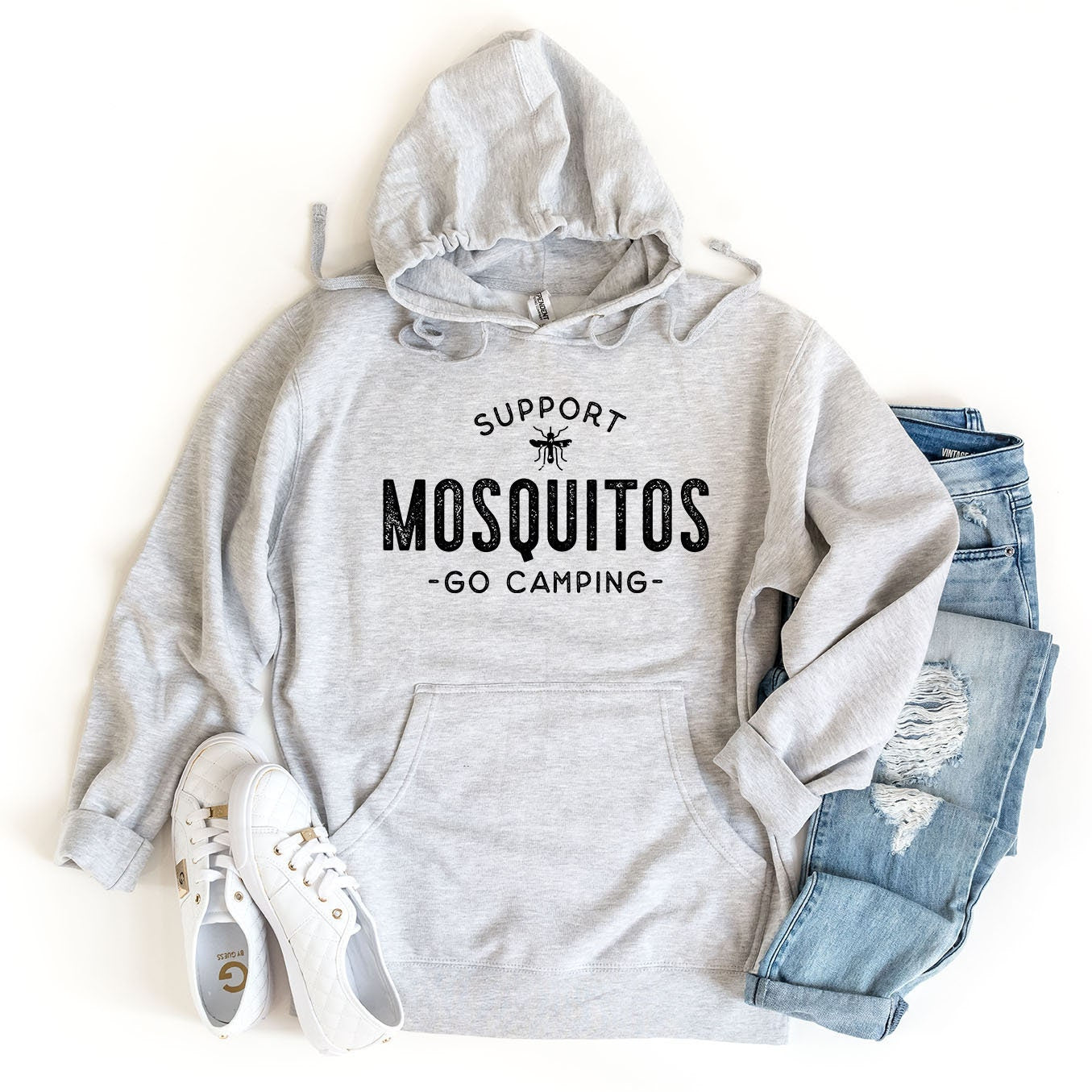 a gray sweatshirt with the words mosquitoos on it