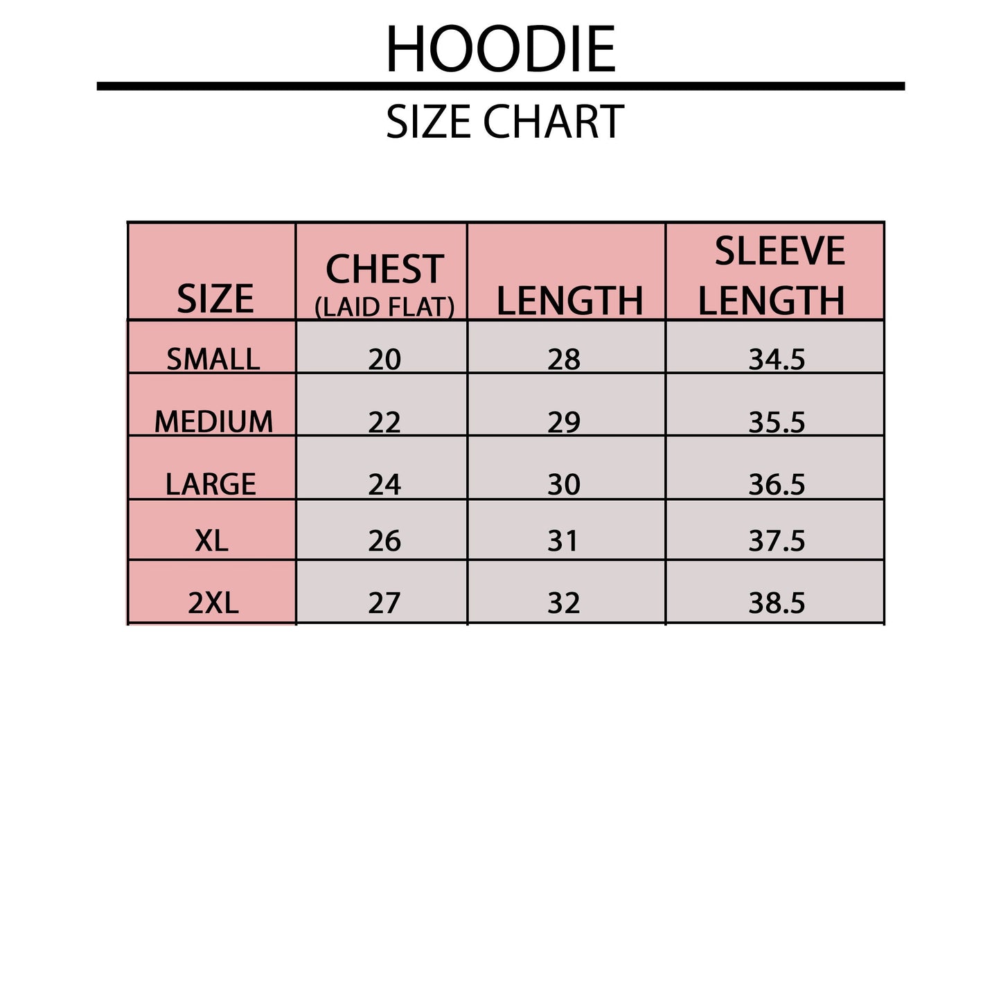 a women&#39;s size chart for the hoodie size chart