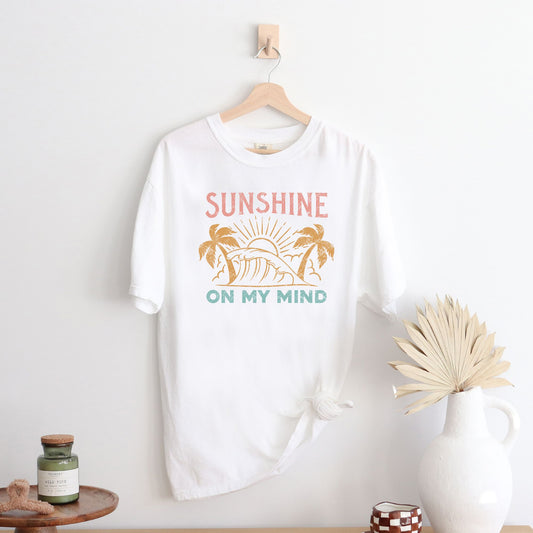 Sunshine On My Mind Palm Trees | Garment Dyed Short Sleeve Tee