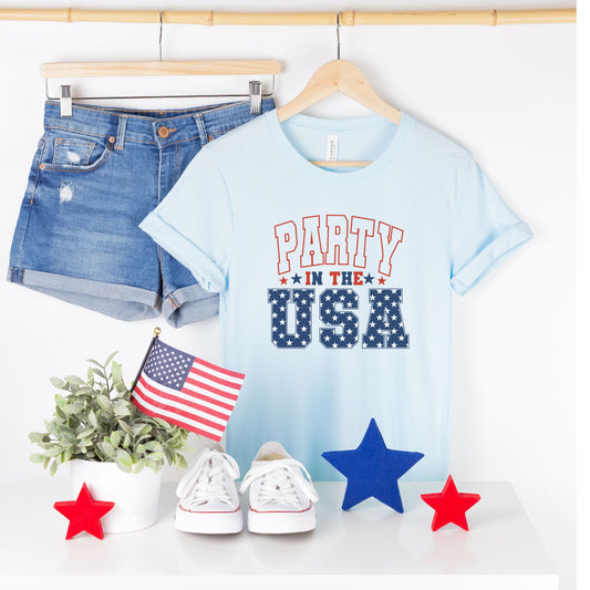 Retro Party In The USA Stars | Short Sleeve Crew Neck
