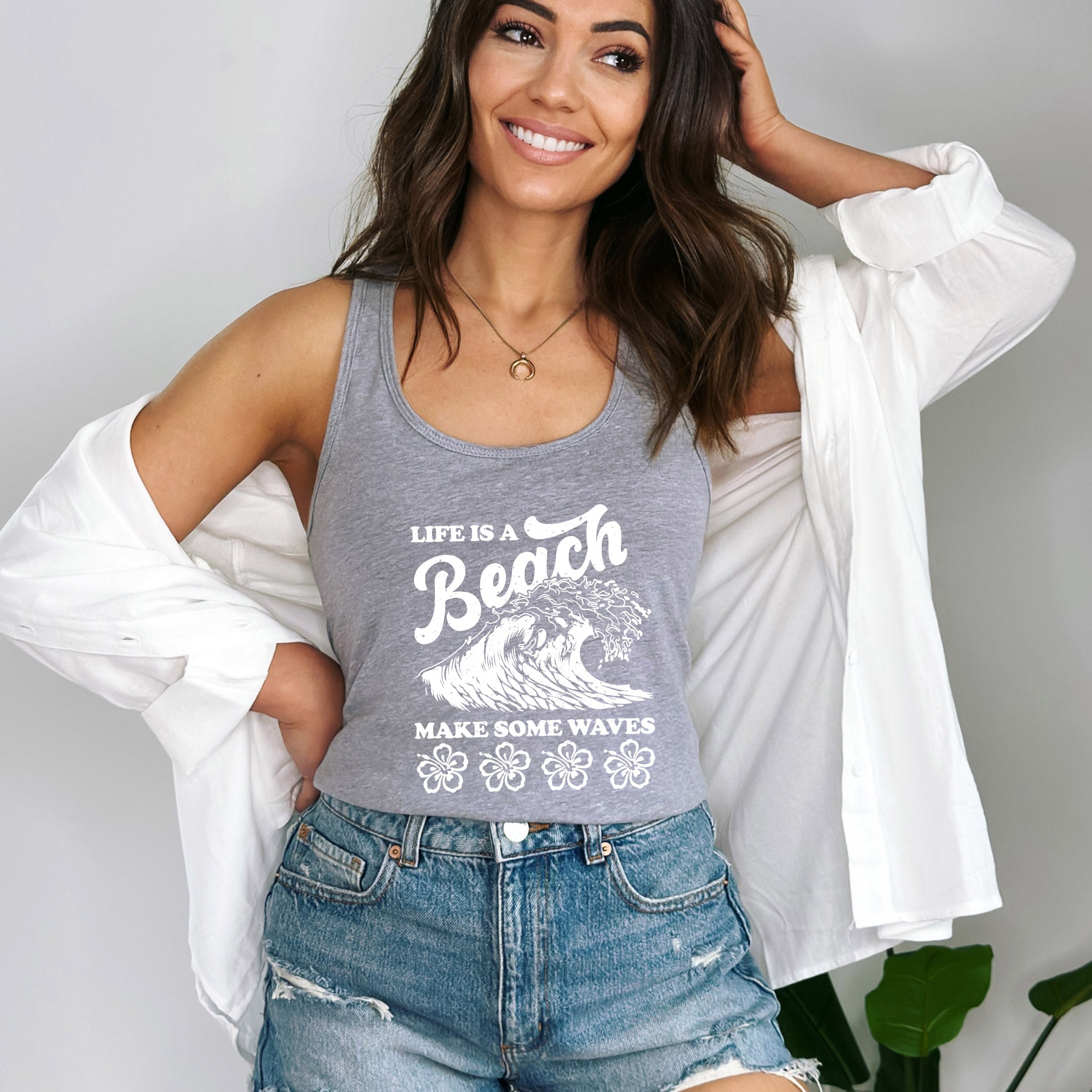 Make Some Waves Flowers | Racerback Tank