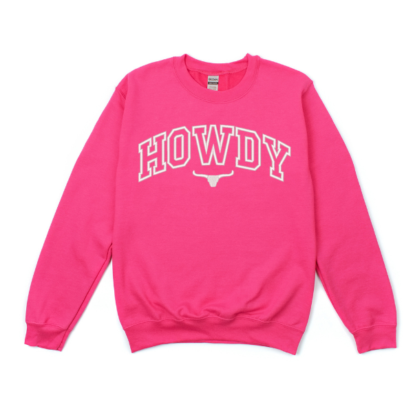 Embroidered Howdy Bull Varsity - Women's Graphic Sweatshirt