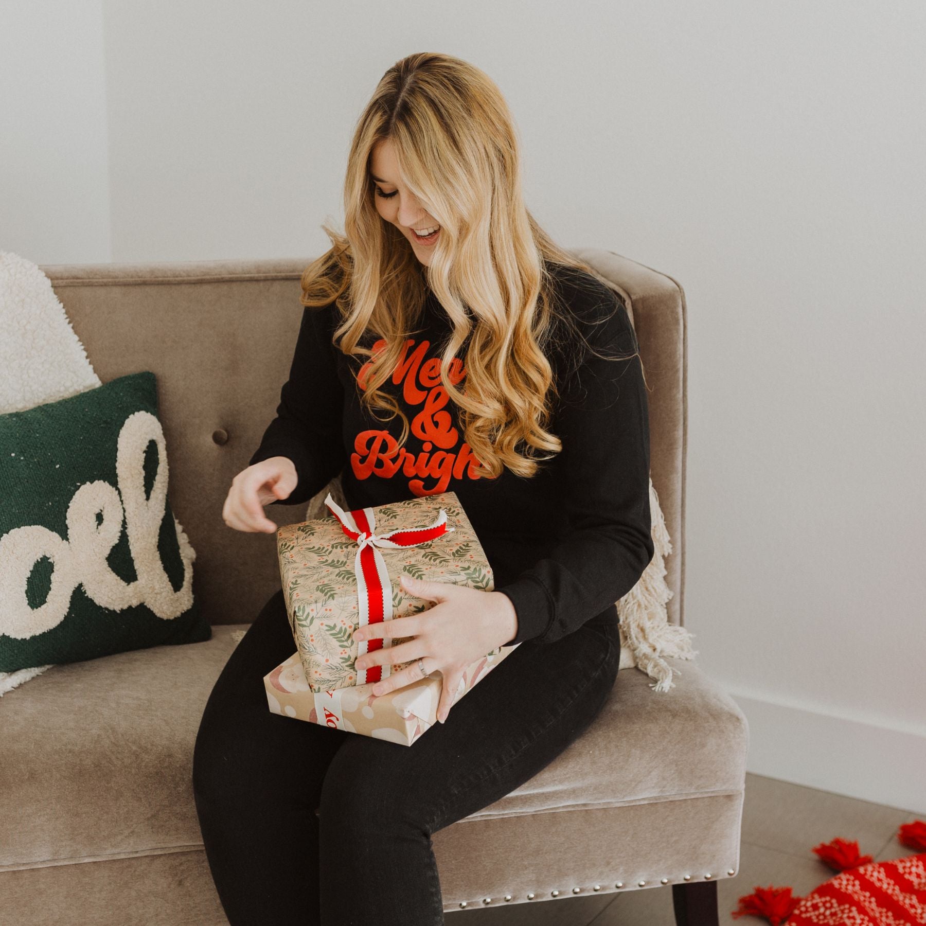 Bold Merry and Bright Puff Print | Sweatshirt