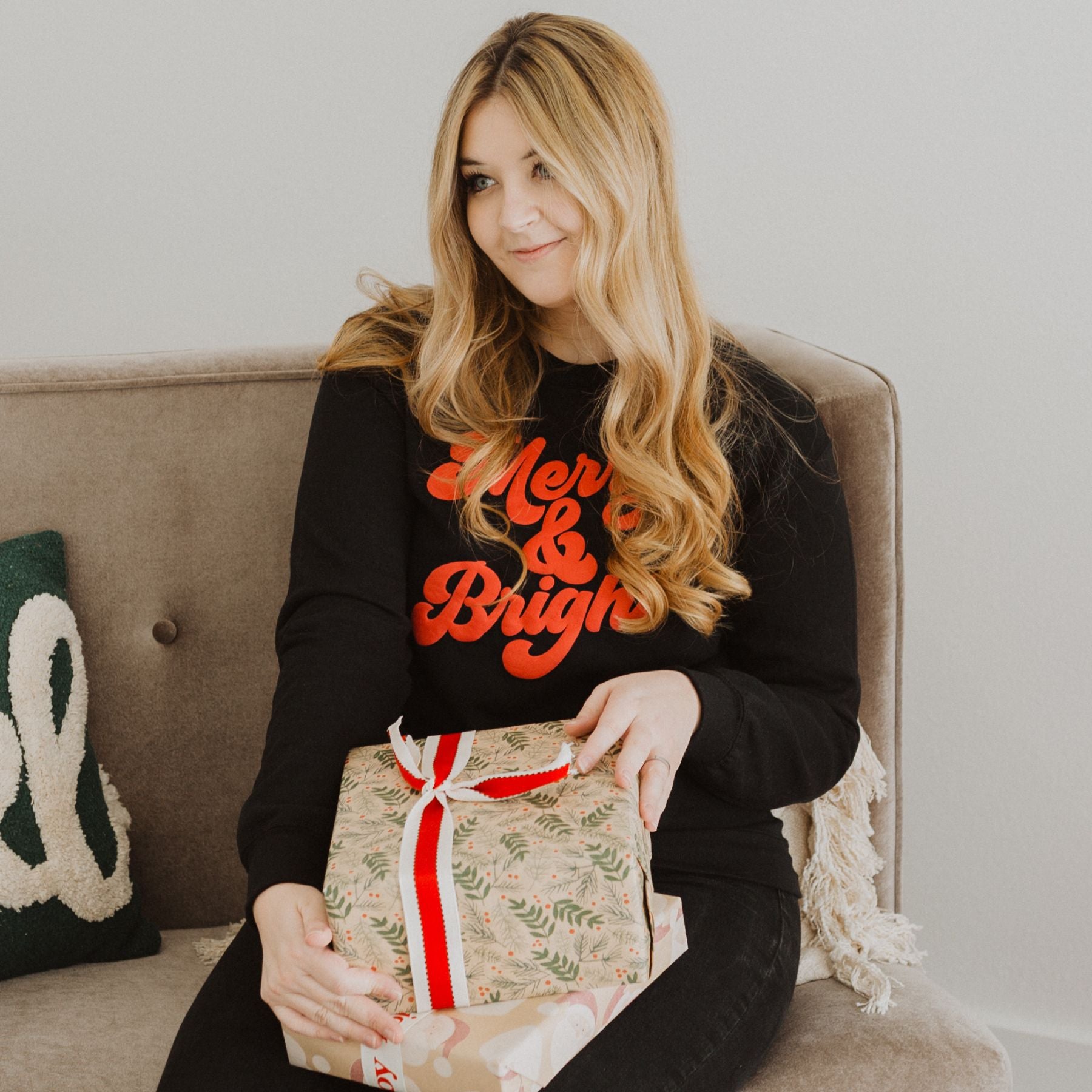 Bold Merry and Bright Puff Print | Sweatshirt
