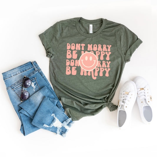 Don't Worry Be Happy Smiley Face | Short Sleeve Graphic Tee