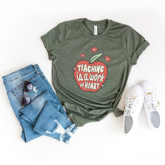 Teaching is a Work of Heart Apple | Short Sleeve Graphic Tee