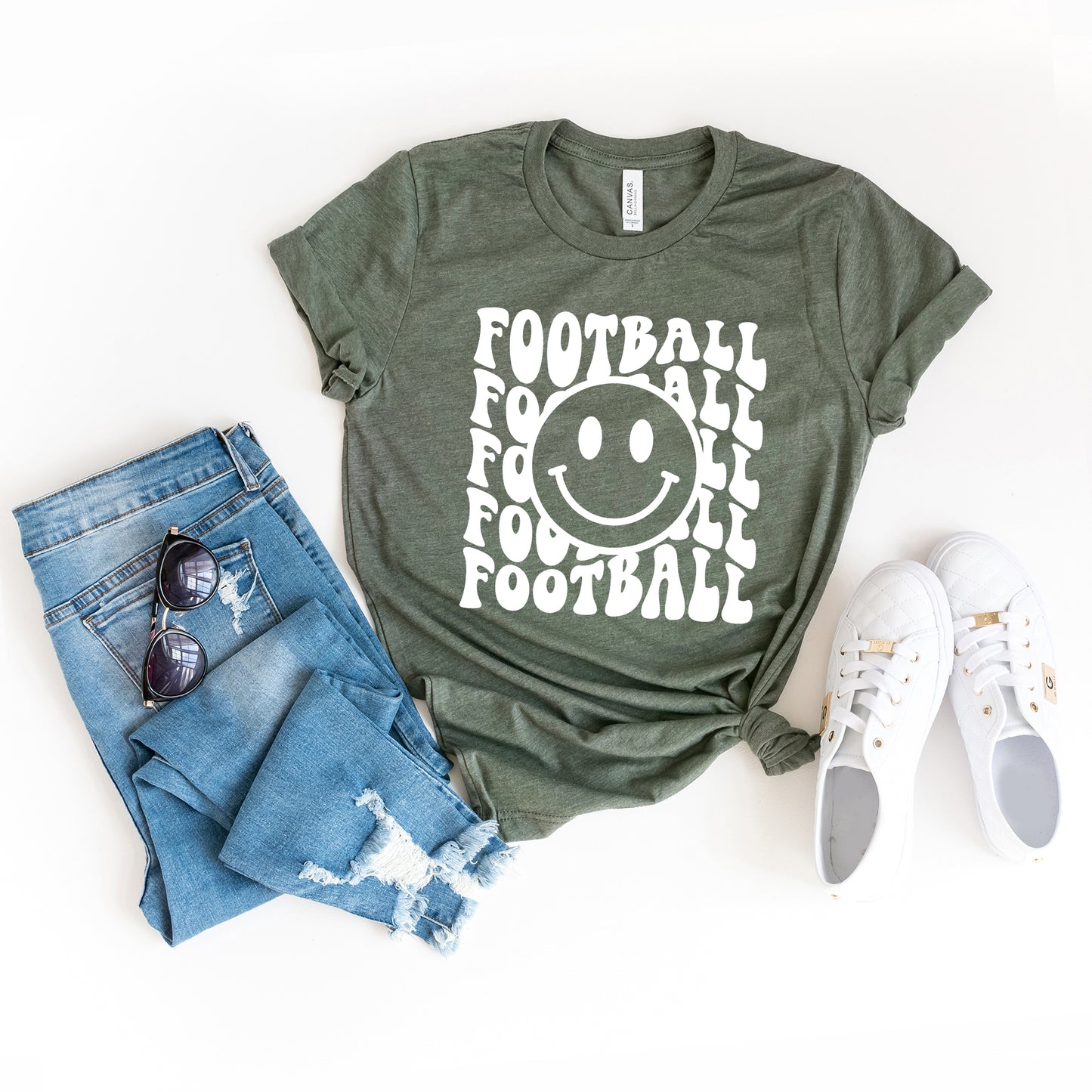 Football Smiley Face | Short Sleeve Graphic Tee