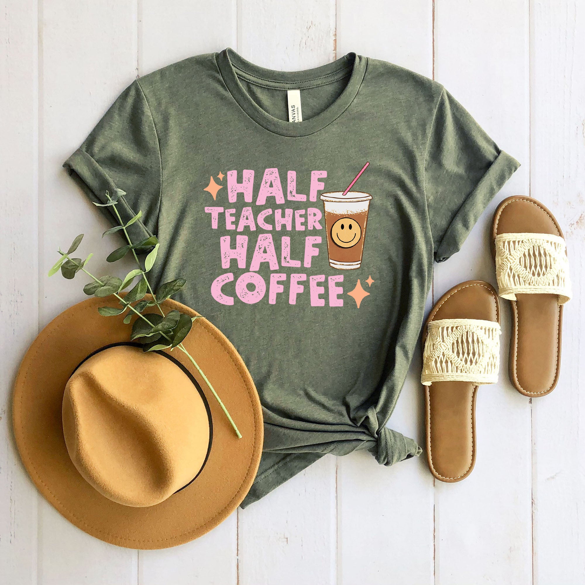 Half Teacher Half Coffee | Short Sleeve Graphic Tee