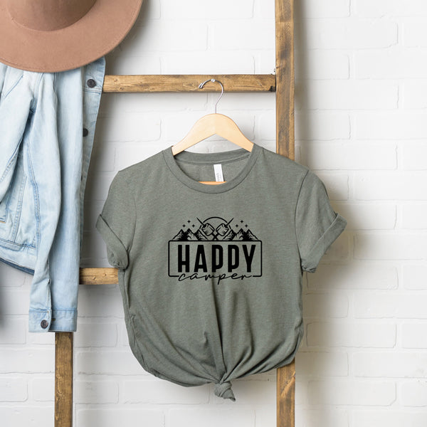 Happy Camper Mountains And Smores | Short Sleeve Graphic Tee