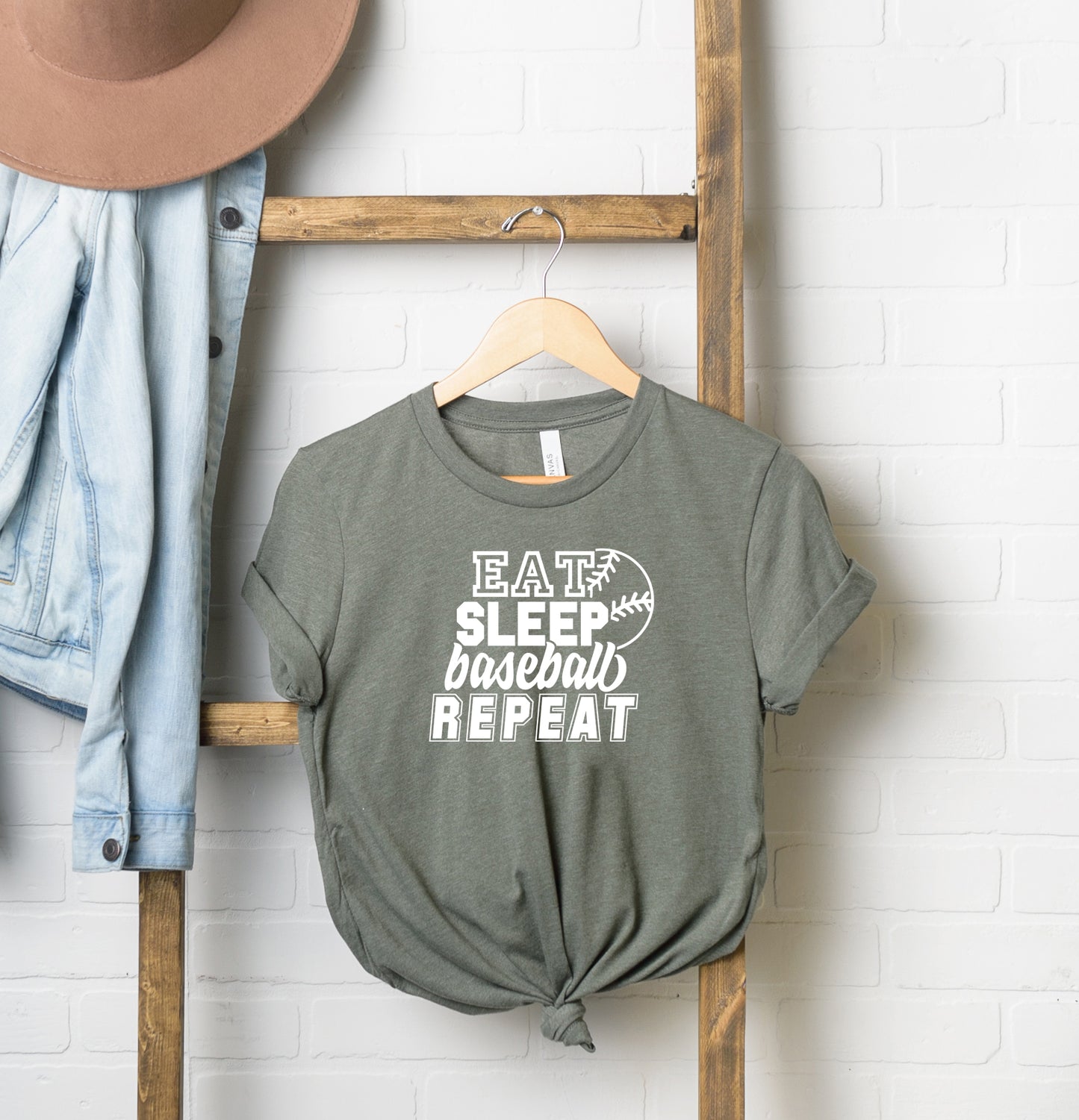 Eat Sleep Baseball Repeat With Ball | Short Sleeve Graphic Tee