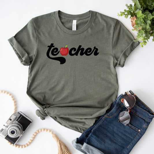 Teacher Bold Apple | Short Sleeve Graphic Tee