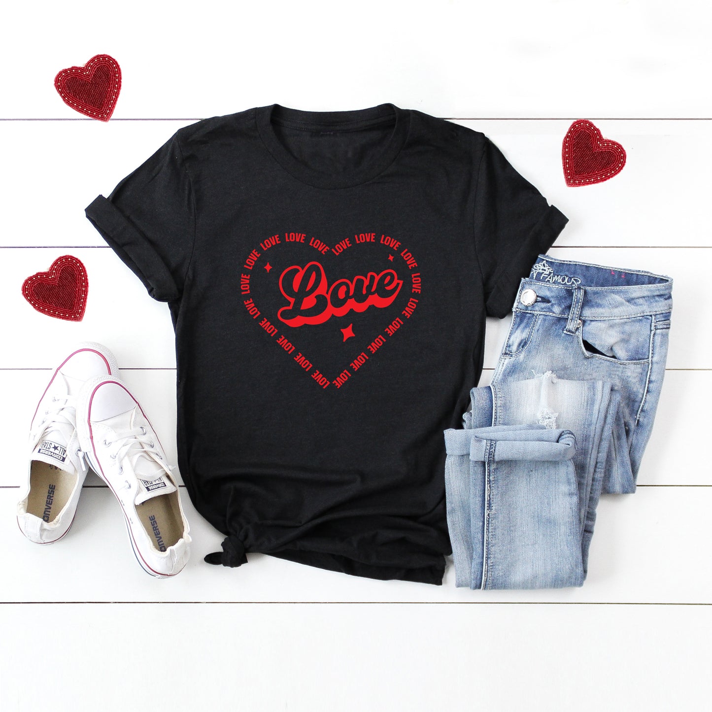 Love Heart Outline | Short Sleeve Graphic Tee