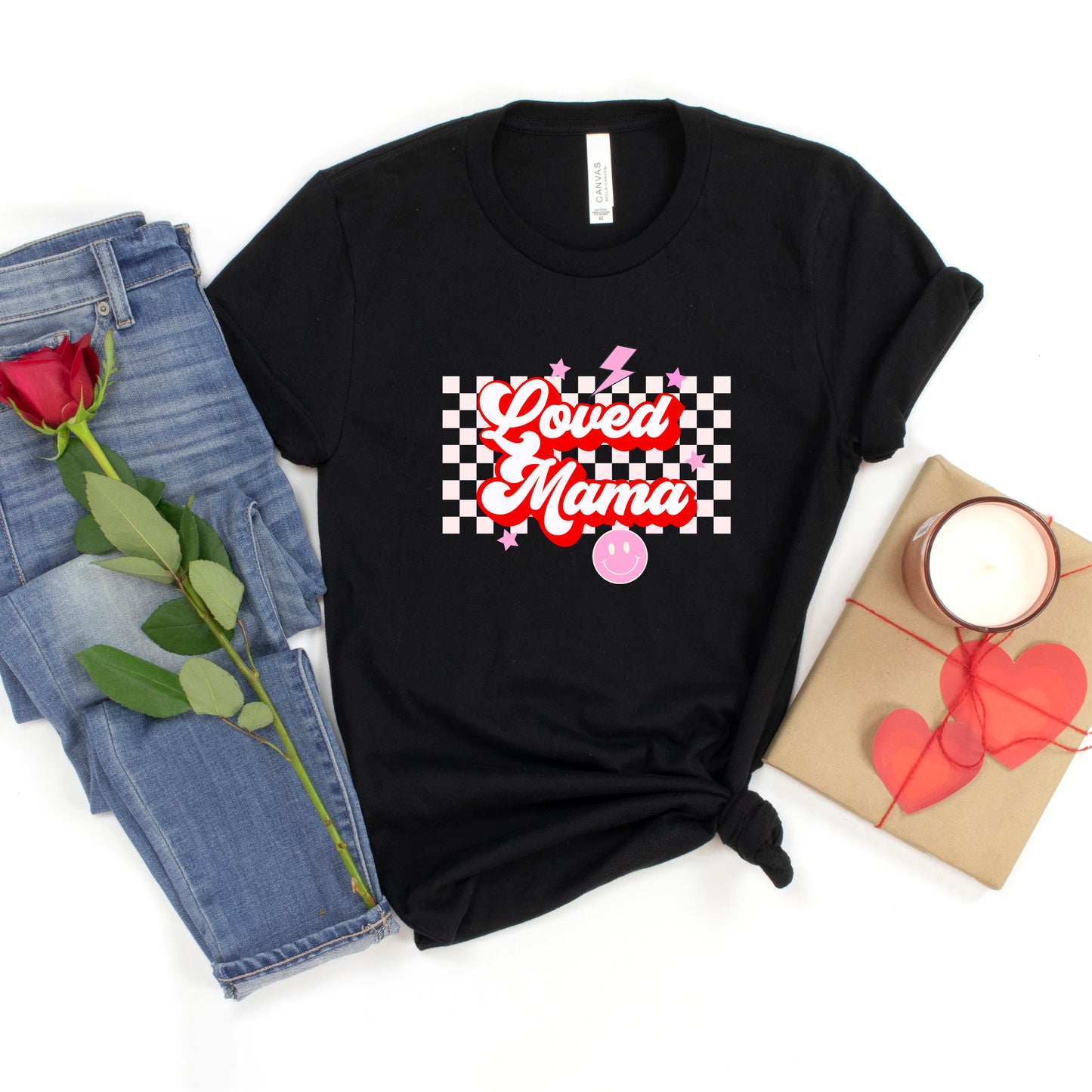 Loved Mama Checkered | Short Sleeve Graphic Tee