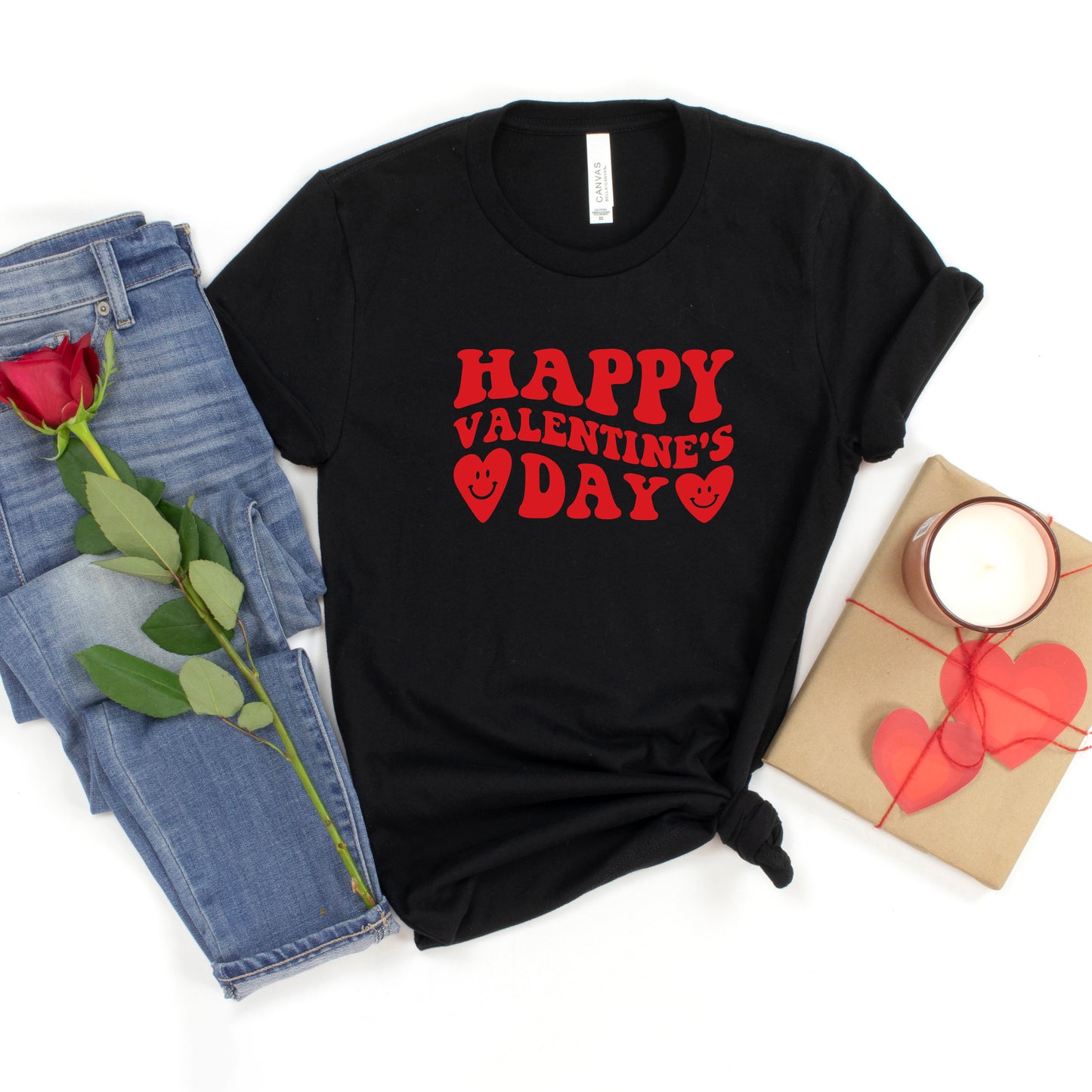 Happy Valentines Day Hearts | Short Sleeve Graphic Tee