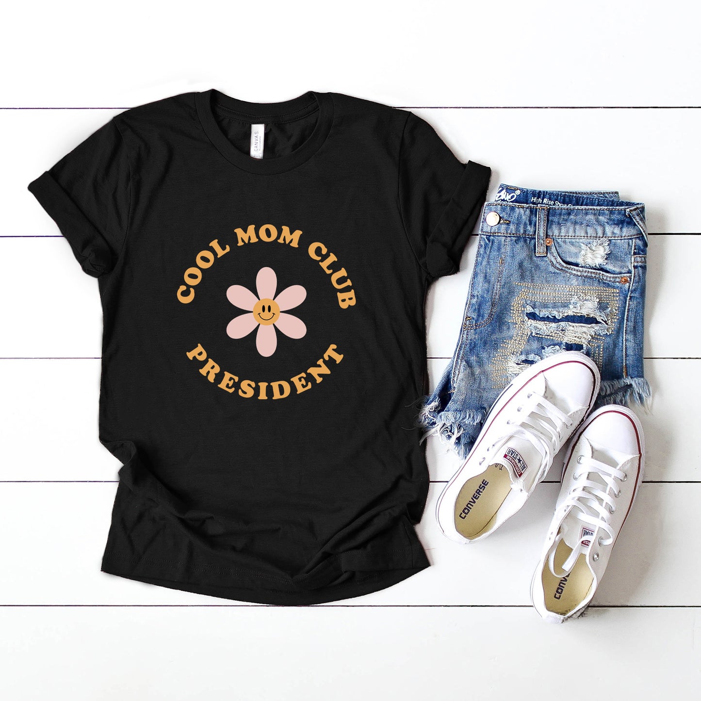 Cool Mom Club President Flower | Short Sleeve Graphic Tee