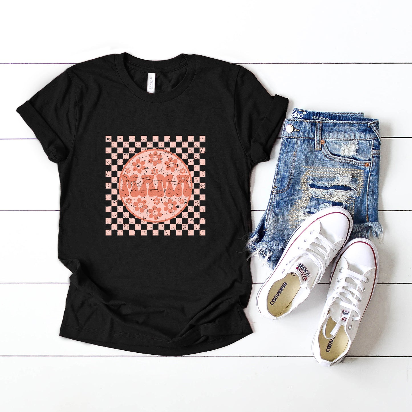 Checkered Mama Flowers | Short Sleeve Graphic Tee