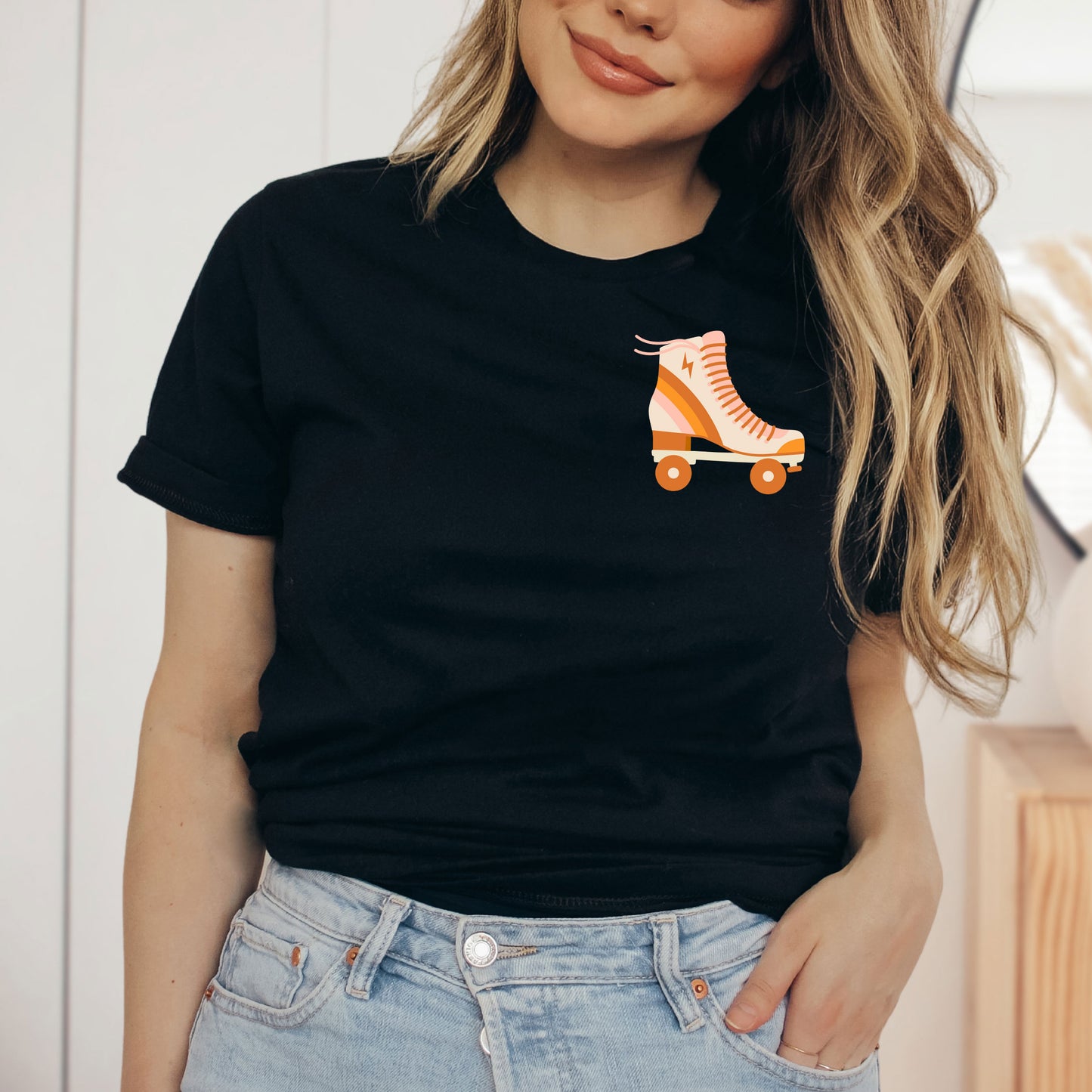 Just Roll With It Rollerskate | Front & Back Short Sleeve Graphic Tee