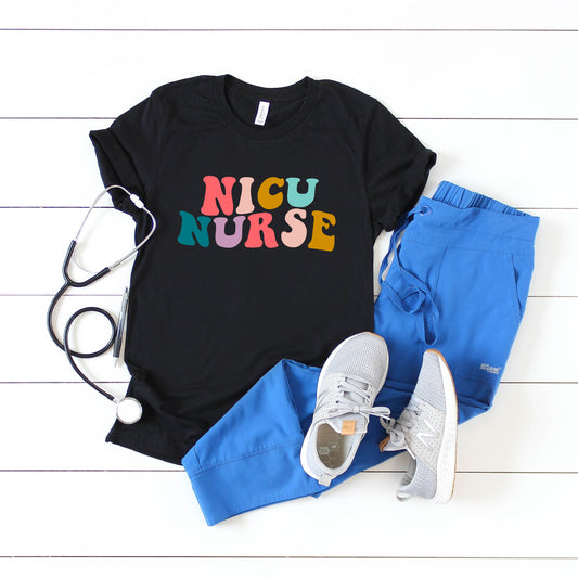 NICU Nurse Wavy Bright Colorful | Short Sleeve Graphic Tee
