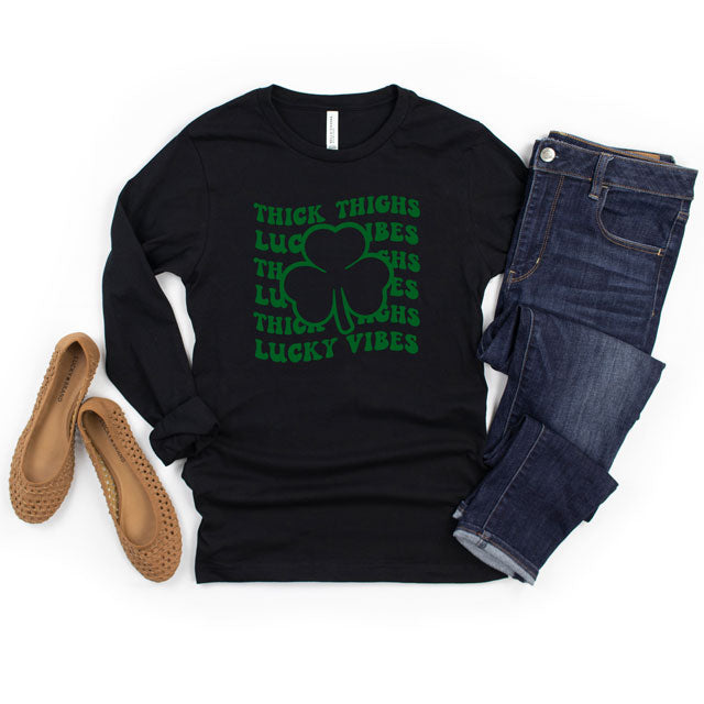 Thick Thighs Lucky Vibes | Long Sleeve Graphic Tee