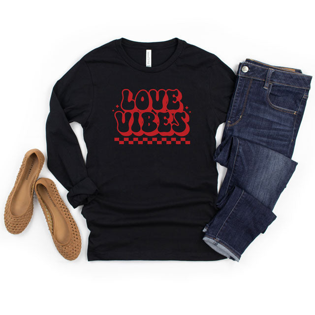 Love Vibes Checkered | Long Sleeve Graphic Tee