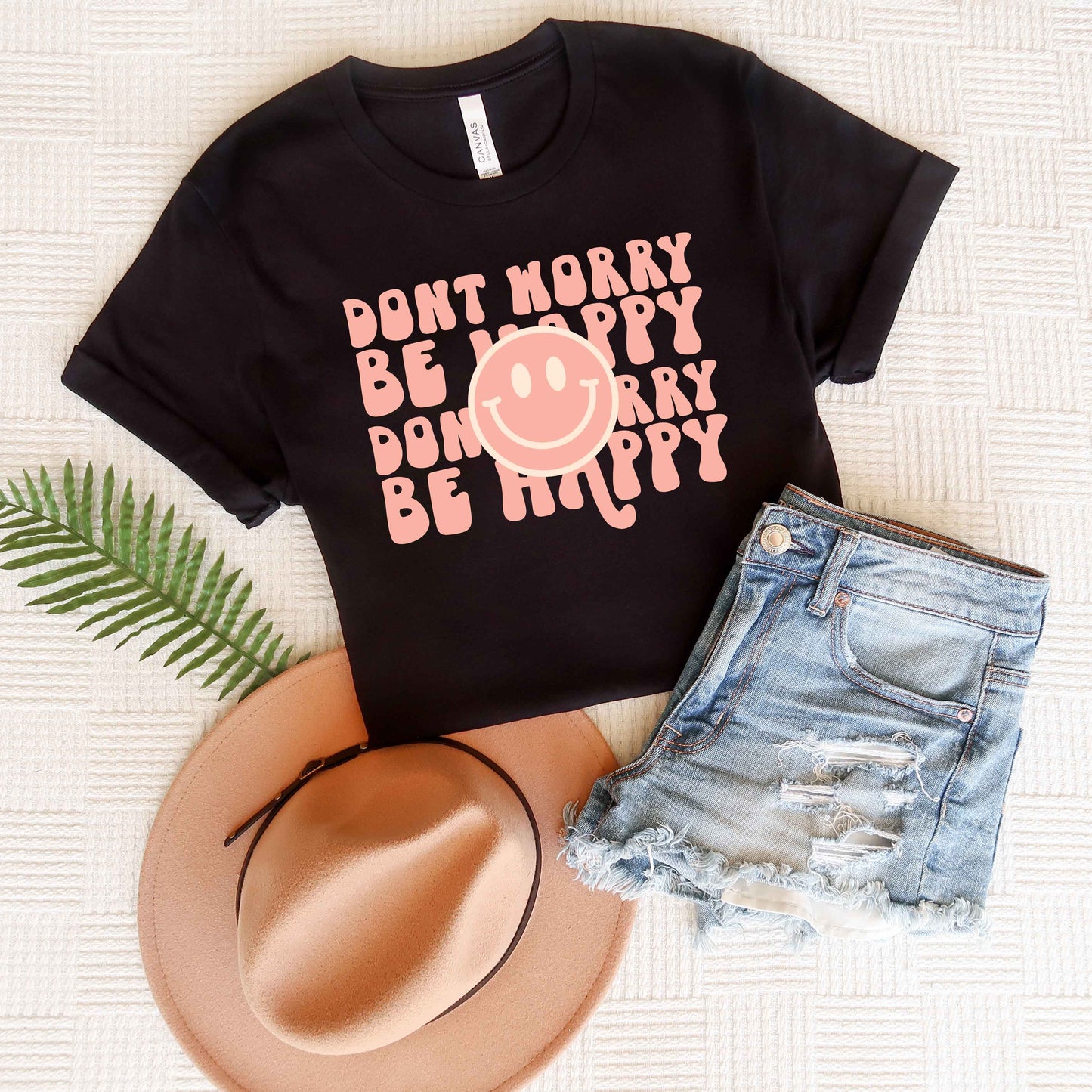 Don't Worry Be Happy Smiley Face | Short Sleeve Graphic Tee