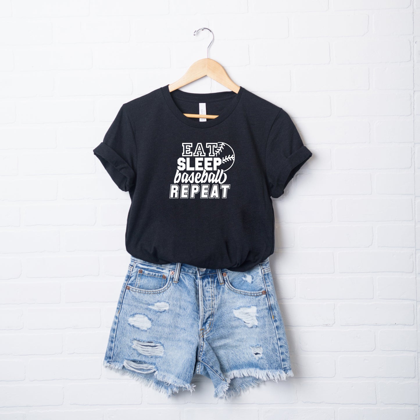 Eat Sleep Baseball Repeat With Ball | Short Sleeve Graphic Tee