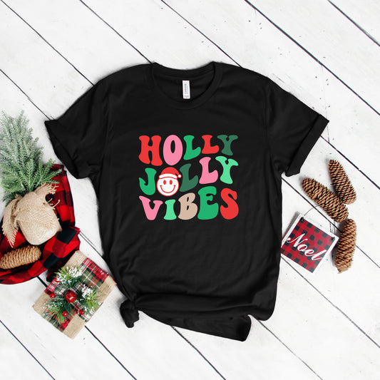 Holly Jolly Vibes Smile | Short Sleeve Graphic Tee