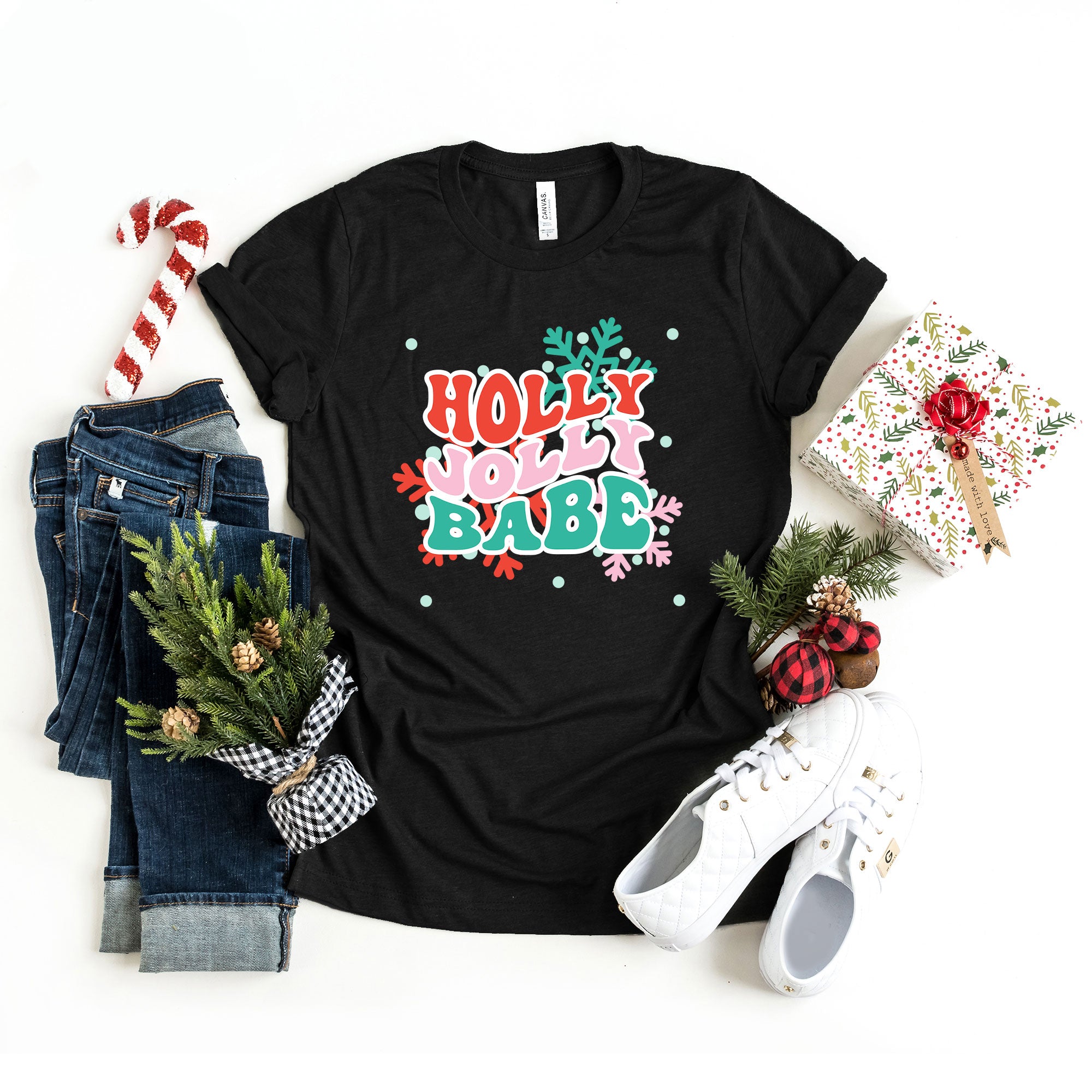 Holly Jolly Babe Snowflakes | Short Sleeve Graphic Tee